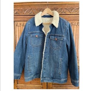 Madewell oversized Donaway wash snap button Sherpa lined denim jacket BRAND NEW